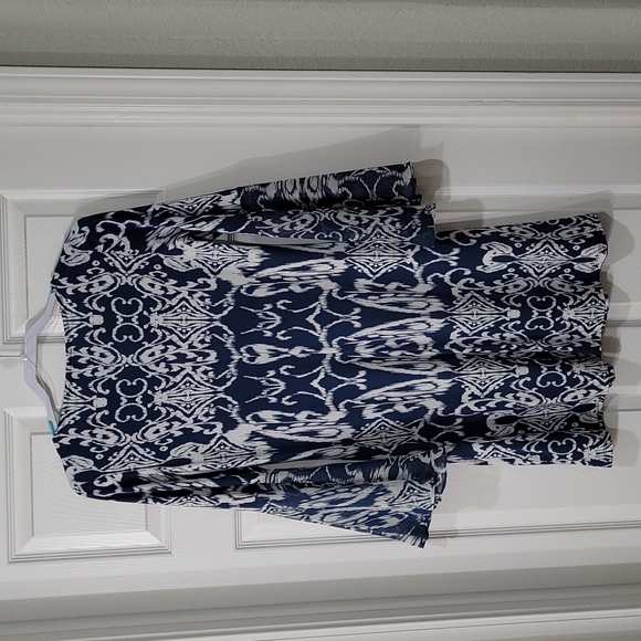 MSK | Denim & Ivory Ikat Patterned Midi - Small - Picture 2 of 7
